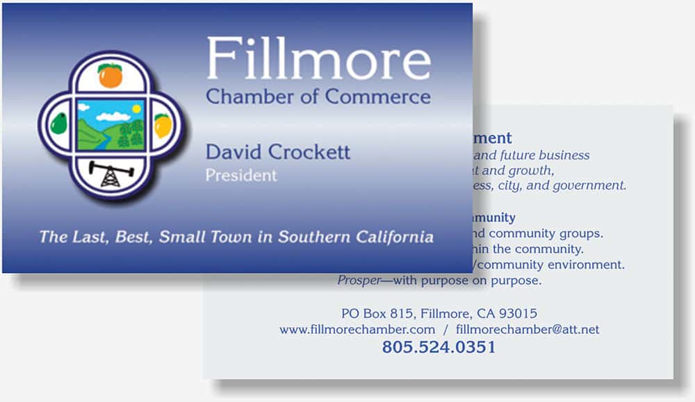 Fillmore Chamber business card