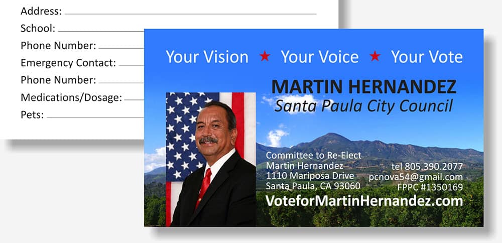 Martin Hernandez political business card