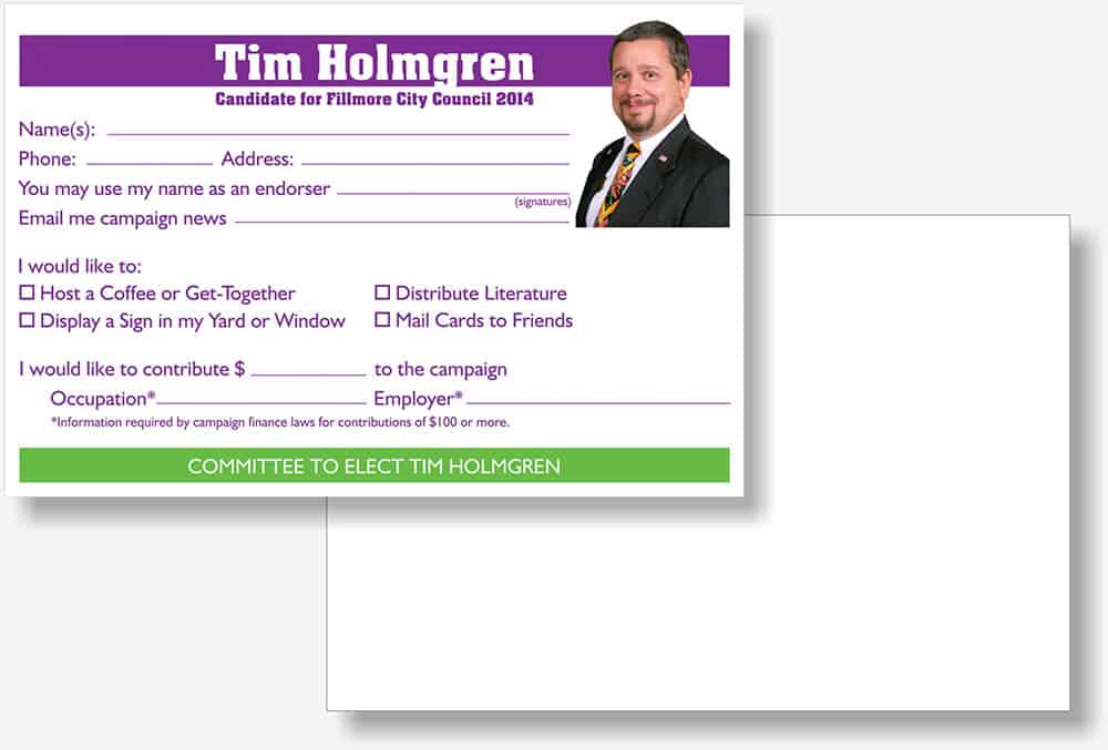 Tim Holmgren endorsement card