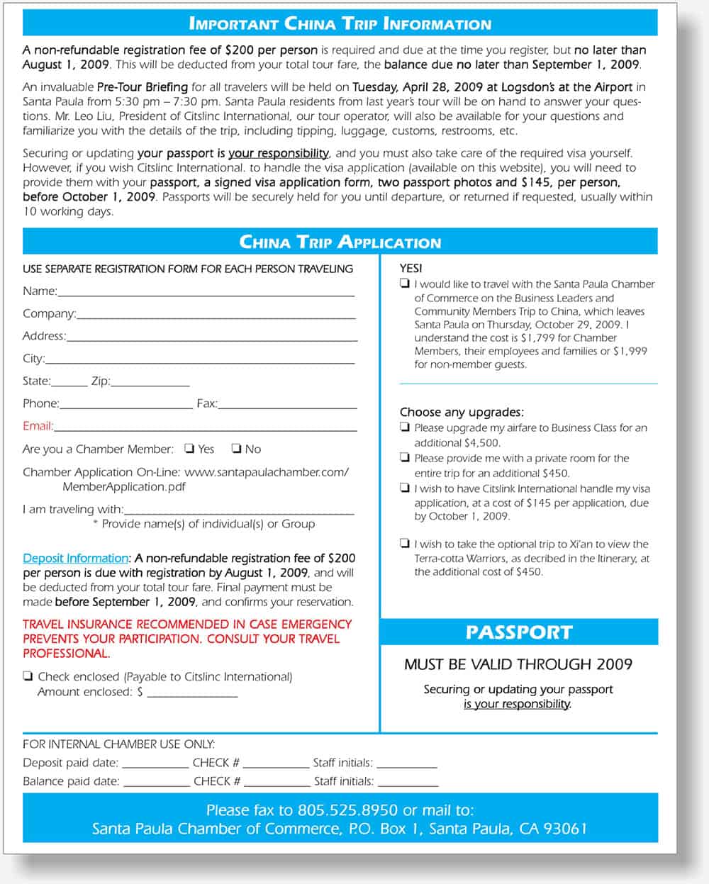 Santa Paula Chamber application form