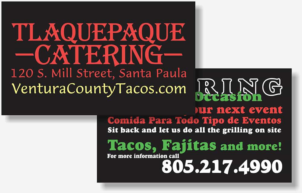 Tlaquepaque catering card