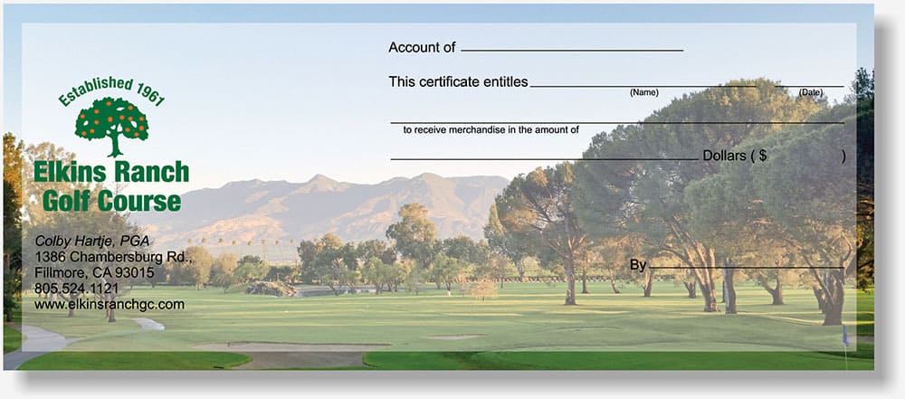 Elkins Ranch Golf Course gift certificate