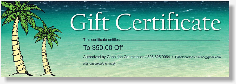 Gabaldon Construction gift certificate