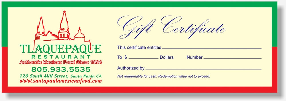 Tlaquepaque Restaurant gift certificate