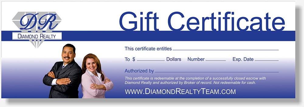 Diamond Realty gift certificate
