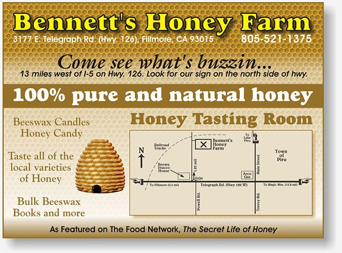 Bennetts Honey Farm half page directory ad