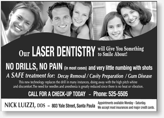 Laser Dentistry small newspaper display ad