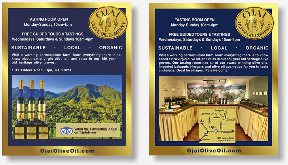 Ojai Olive Oil display ad