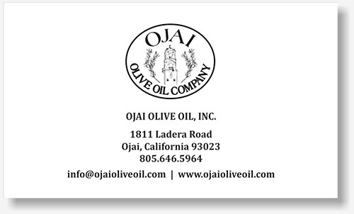 Ojai Olive Oil business card