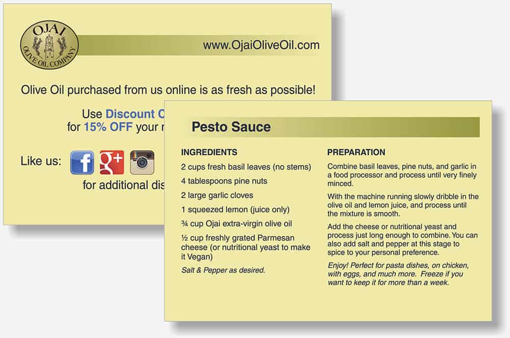 Ojai Olive Oil Recipe card