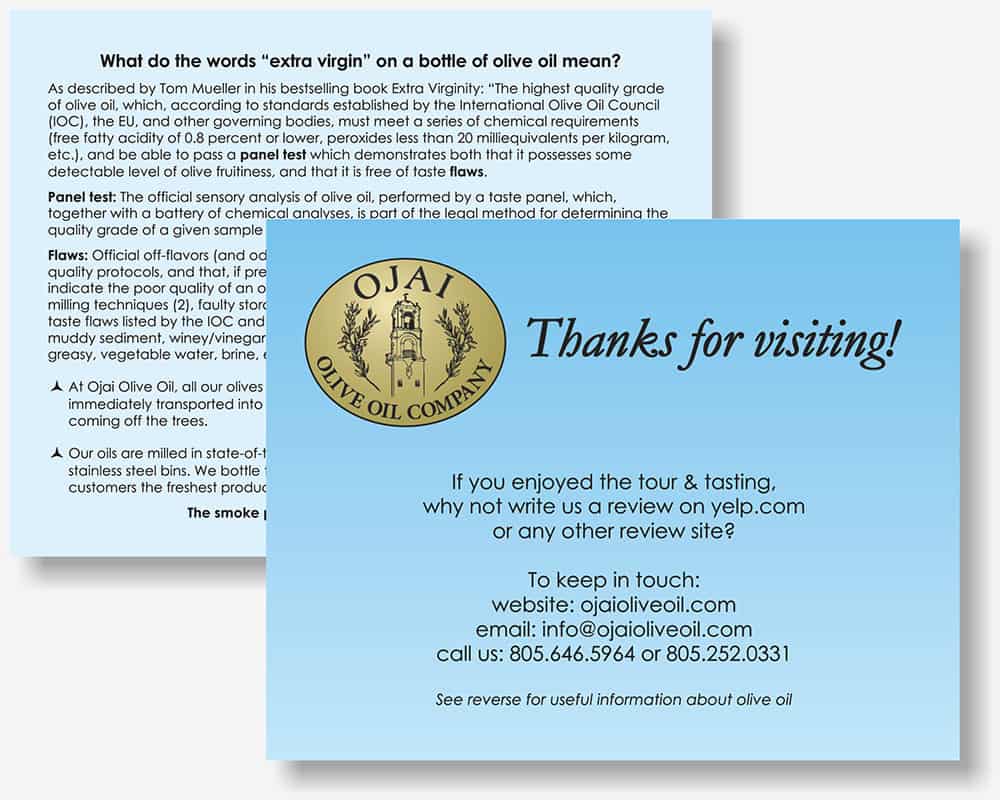 Ojai Olive Oil Thank You card