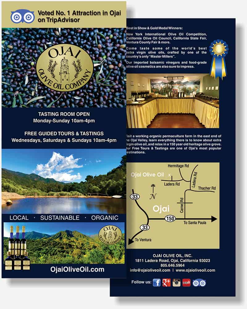 Ojai Olive Oil rack card